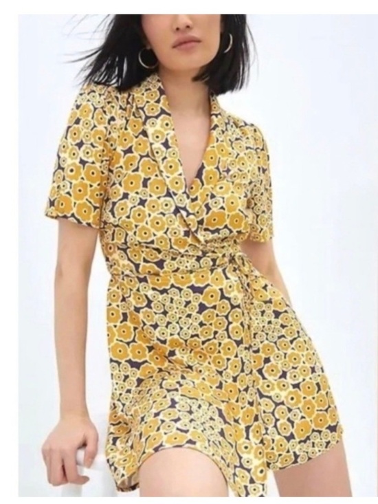 Corey Lynn Calter Dresses & Skirts - Anthropologie Corey Lynn Calter Floral Wrap Mini Dress Yellow Purple Size XS